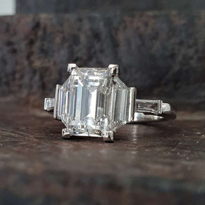 Certified 2.47ct Baguette Cut Diamond Ring in Platinum