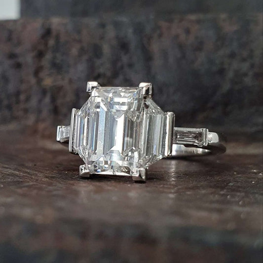 Certified 2.47ct Baguette Cut Diamond Ring in Platinum