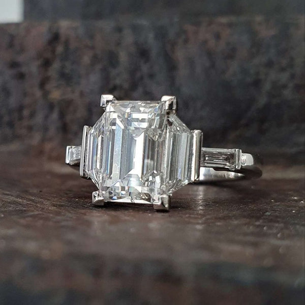 Certified 2.47ct Baguette Cut Diamond Ring in Platinum