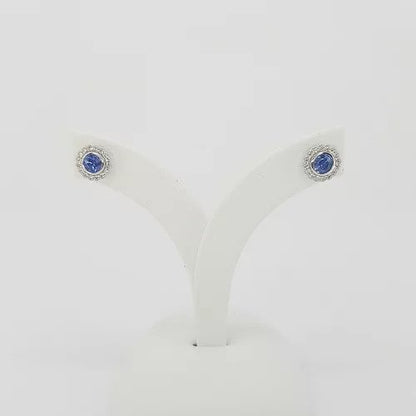 Sapphire and Diamond Cluster Stud Earrings, 0.40 carats