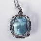 Antique Aquamarine and Diamond Pendant in Platinum, 22.50 carats