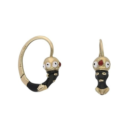 Art Nouveau Blackamoor enamel and gold hoop earrings