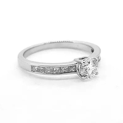 0.52ct Diamond Solitaire Engagement Ring with Princess Cut Diamond Shoulders