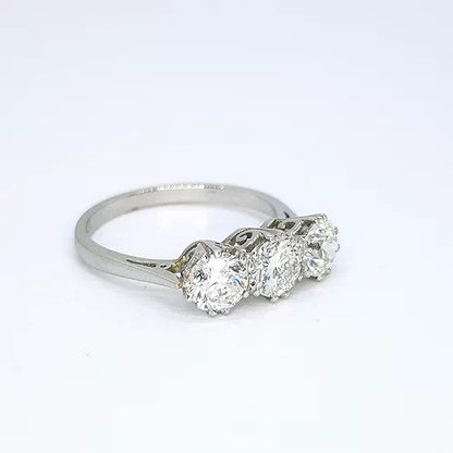 Three Stone Diamond Engagement Ring, 1.51 Carat Total
