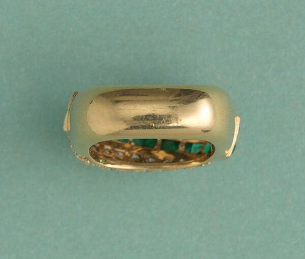 Vintage Emerald and Diamond Asymmetric Band Ring, 1.92 carats