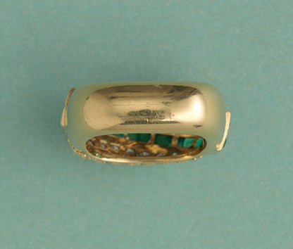 Vintage Emerald and Diamond Asymmetric Band Ring, 1.92 carats