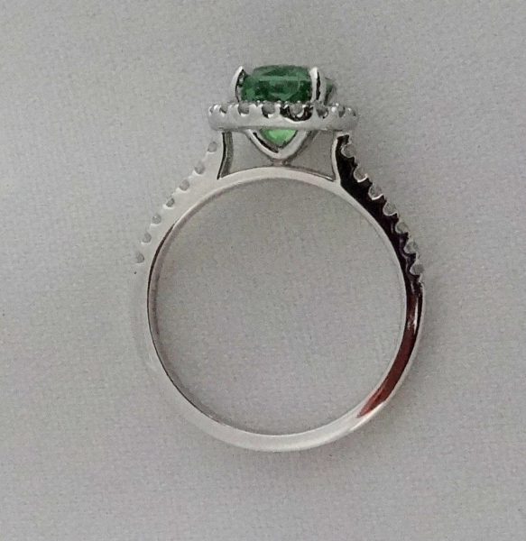 1.50ct Afghanistan Mint Tourmaline and Diamond Cluster Ring, 18ct White Gold