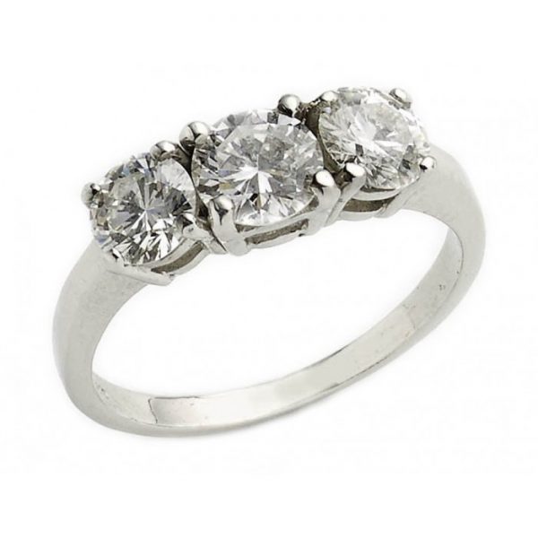 Three Stone Diamond Ring in Platinum, 1.60 carat total