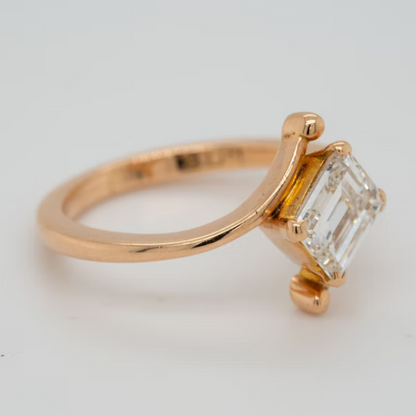 1.03ct Emerald Cut Diamond Rose Gold Solitaire Ring