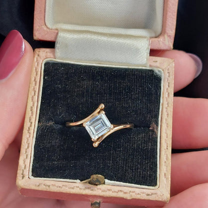 1.03ct Emerald Cut Diamond Rose Gold Solitaire Ring