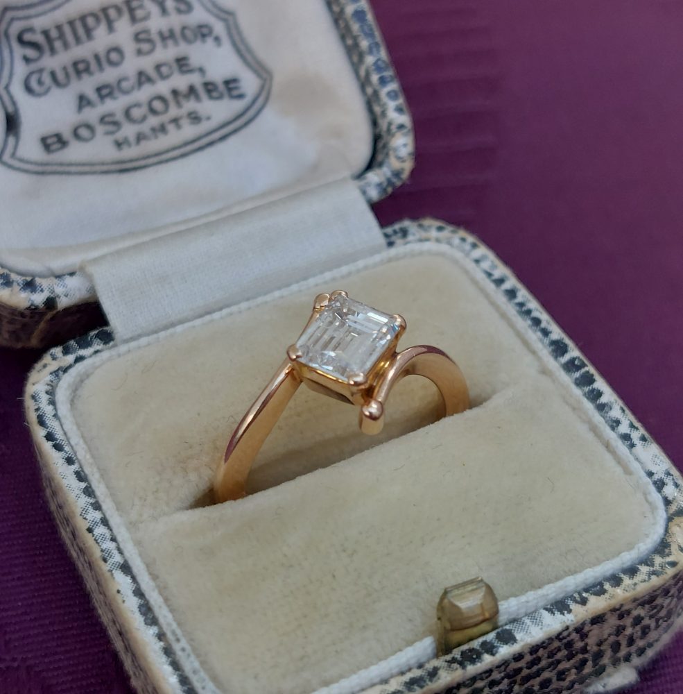 1.03ct Emerald Cut Diamond Rose Gold Solitaire Ring