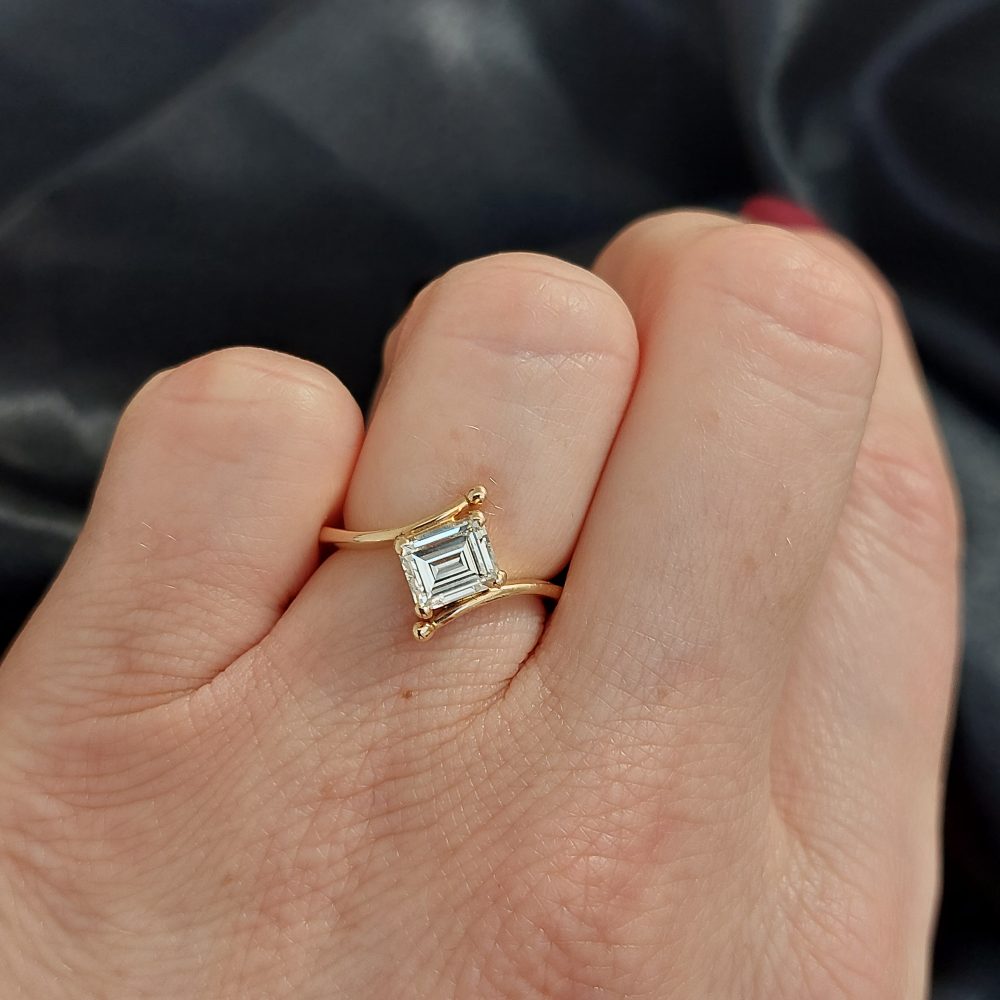 1.03ct Emerald Cut Diamond Rose Gold Solitaire Ring