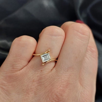1.03ct Emerald Cut Diamond Rose Gold Solitaire Ring