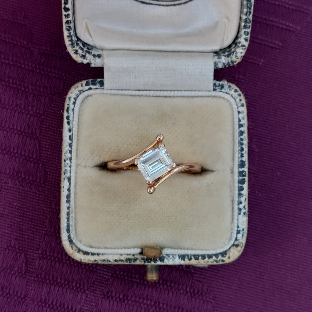 1.03ct Emerald Cut Diamond Rose Gold Solitaire Ring