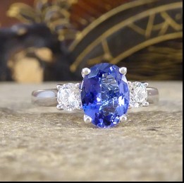 1.05ct Tanzanite and Diamond Three Stone Ring