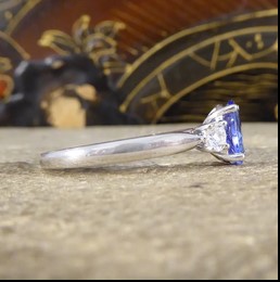 1.05ct Tanzanite and Diamond Three Stone Ring