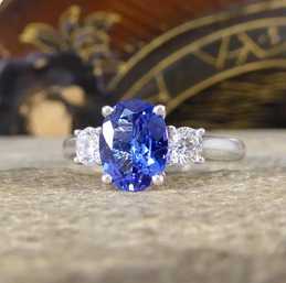 1.05ct Tanzanite and Diamond Three Stone Ring