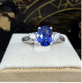 1.05ct Tanzanite and Diamond Three Stone Ring