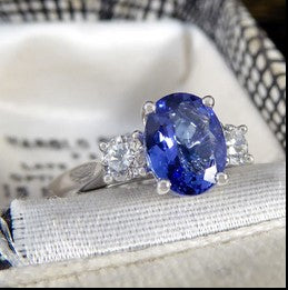 1.05ct Tanzanite and Diamond Three Stone Ring