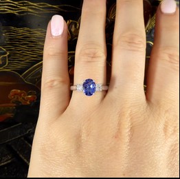 1.05ct Tanzanite and Diamond Three Stone Ring