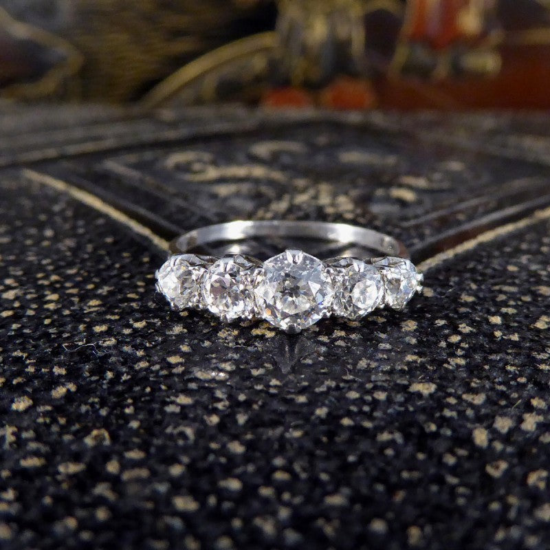 1.11ct Old Cut Diamond Five Stone, Circa 1930
