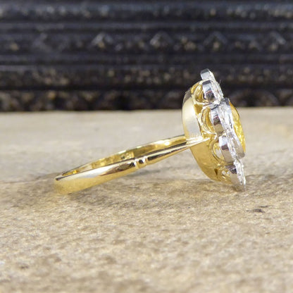 1.15ct Yellow Sapphire and 0.90ct Diamond Cluster Ring