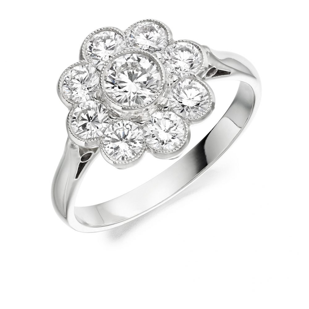 1.22ct Brilliant Cut Diamond Cluster Ring