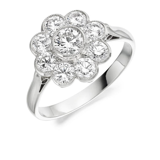 1.22ct Brilliant Cut Diamond Cluster Ring