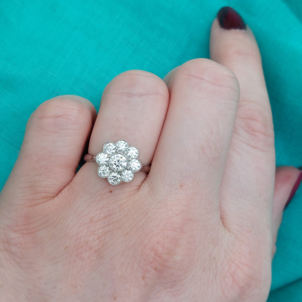 1.22ct Brilliant Cut Diamond Cluster Ring