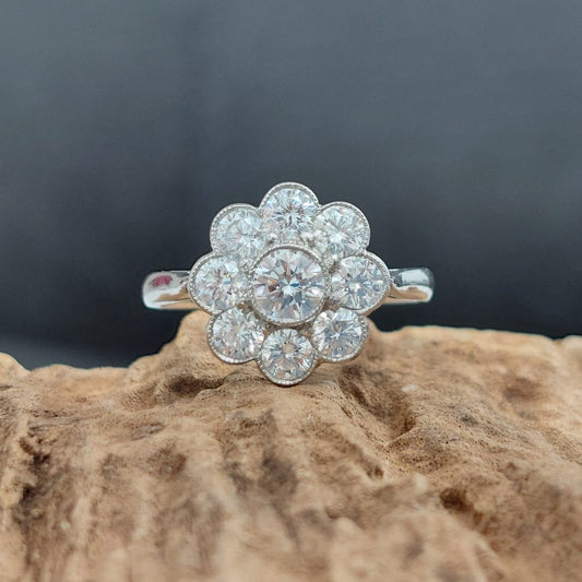 1.22ct Brilliant Cut Diamond Cluster Ring