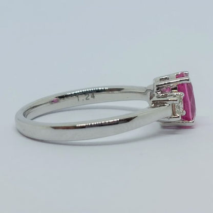 1.24ct Pink Sapphire and Diamond Three Stone Ring