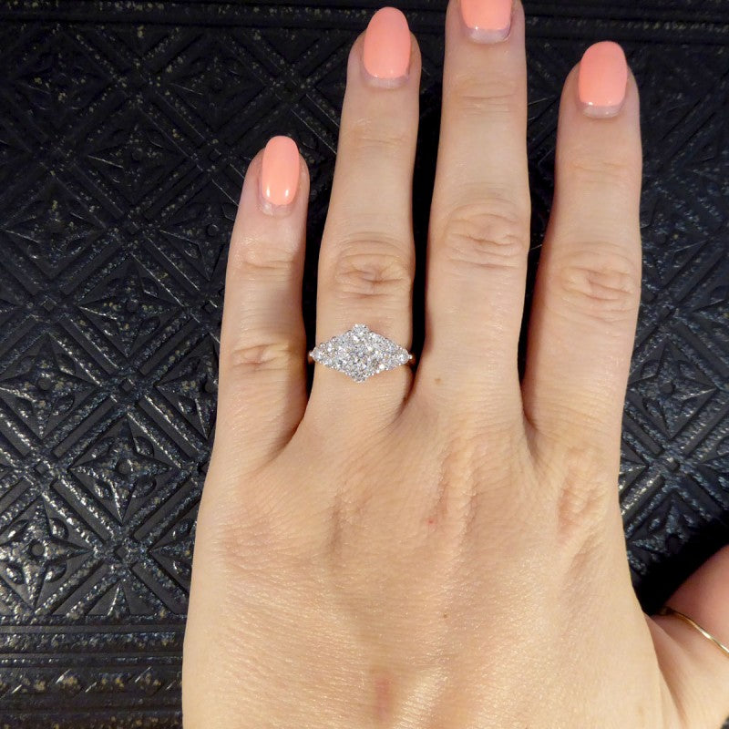 1.25ct Diamond Cluster Boat Shaped Ring