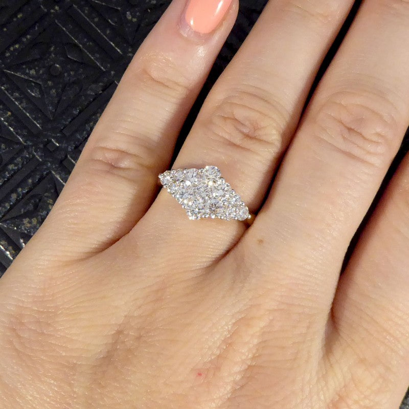 1.25ct Diamond Cluster Boat Shaped Ring