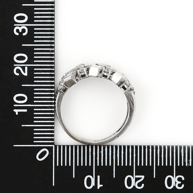 1.25ct Princess and Brilliant Diamond Half Eternity Band Ring in 18ct White Gold