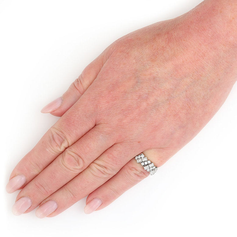 1.25ct Princess and Brilliant Diamond Half Eternity Band Ring in 18ct White Gold