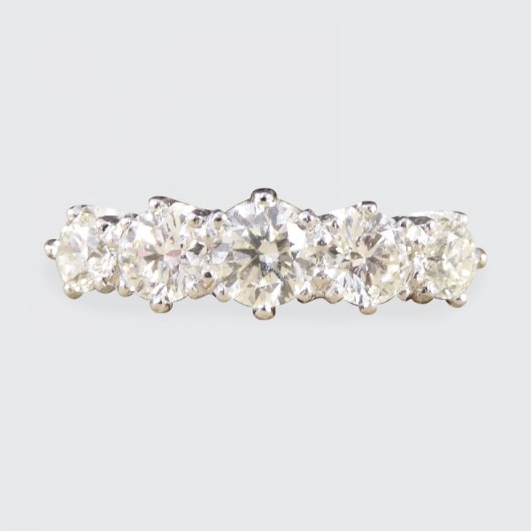 1.30ct Diamond Five Stone Ring with Diamond Shoulders