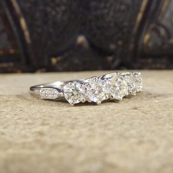 1.30ct Diamond Five Stone Ring with Diamond Shoulders
