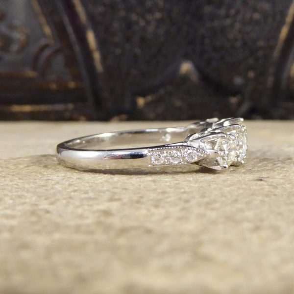 1.30ct Diamond Five Stone Ring with Diamond Shoulders