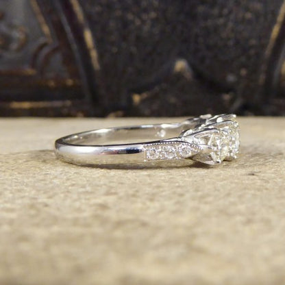 1.30ct Diamond Five Stone Ring with Diamond Shoulders