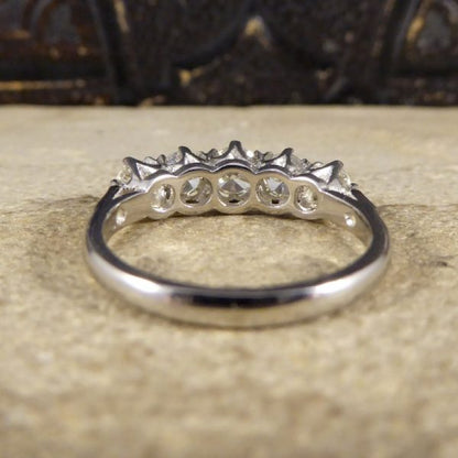 1.30ct Diamond Five Stone Ring with Diamond Shoulders