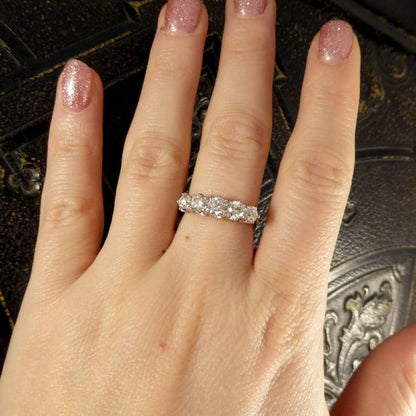 1.30ct Diamond Five Stone Ring with Diamond Shoulders