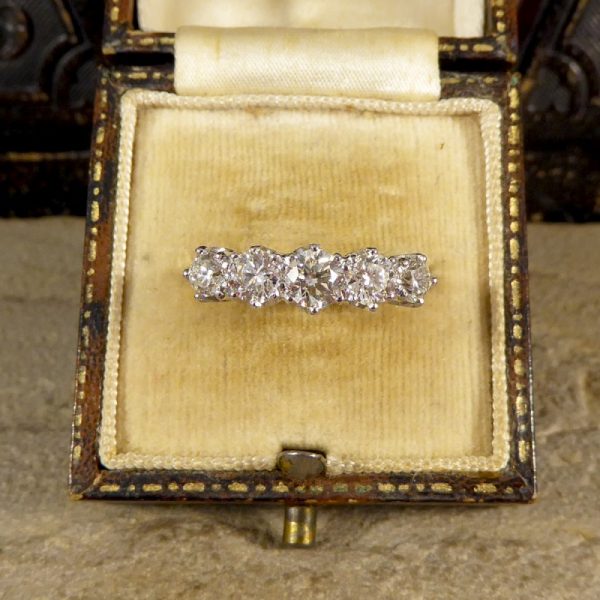 1.30ct Diamond Five Stone Ring with Diamond Shoulders