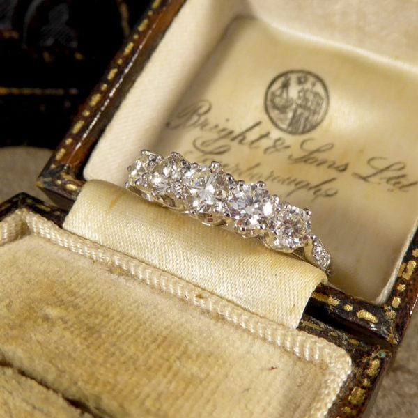 1.30ct Diamond Five Stone Ring with Diamond Shoulders