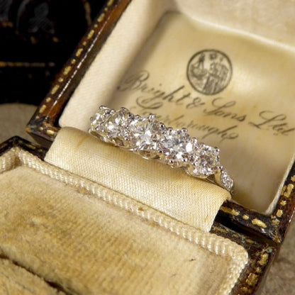 1.30ct Diamond Five Stone Ring with Diamond Shoulders