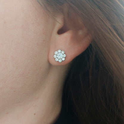1.35ct Diamond Daisy Cluster Stud Earrings