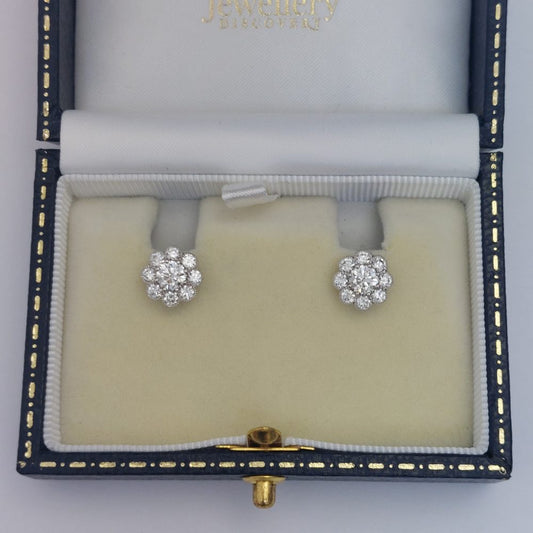 1.35ct Diamond Daisy Cluster Stud Earrings
