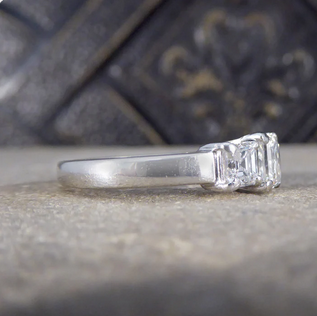 1.47ct Princess Cut and Asscher Cut Diamond Three Stone Ring
