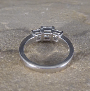 1.47ct Princess Cut and Asscher Cut Diamond Three Stone Ring