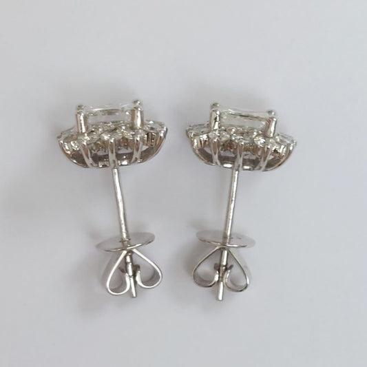1.50ct Princess Cut Diamond Cluster Earrings