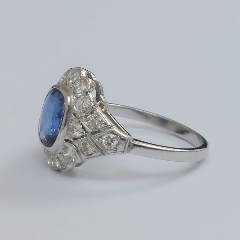 1.50ct Sapphire and Diamond Geometric Cluster Dress Ring in Platinum